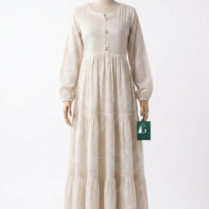 Home Beige Tiered Printed Maxi Dress