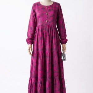 Home Magenta Floral Tiered Maxi Dress